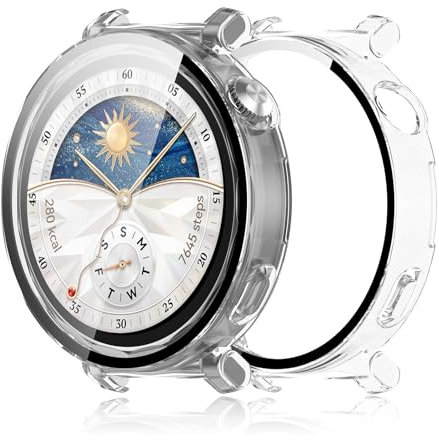 Haofun 2 Piezas Fundas Compatible con Huawei Watch GT5 Pro 42mm, para Protector Pantalla Cristal Templado HD Protección Completa PC Dura Estuche Case - Transparente