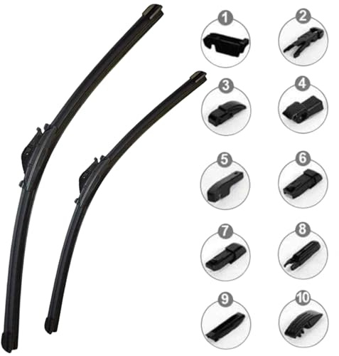AUTOZOCO Pack de 2 Escobillas limpiaparabrisas coche delantero (60cm-37.5cm), escobilla 60 cm + escobilla 37.5 cm, escobilla multi adaptador, Compatible con la mayoría vehículos, Incluye 10 adaptadore