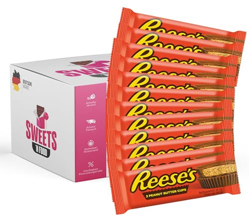 Reese's Peanut Butter Cups – 12x 2er-Pack (39,5g) | Amerikanische Schokoladenriegel mit Erdnussbutterfüllung | Perfekt für Halloween, Weihnachten & Partys |