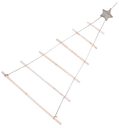DRESSOOS Holzleiter Für Weihnachtsbaum Hängen Astaufhänger Weihnachtsleiter Wand Dekoration Dekorationsobjekt Gemütliche Rustikale Atmosphäre Seile Verbunden