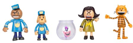 Dog Man - JAKKS Pacific - Lot de 5 Figurines Articulées Lil' Petey et Compagnons Vague 3 - Taille 6,5 cm - Licence Officielle de la BD - Jouet à Collectionner pour Enfants Fans de dès 5 Ans