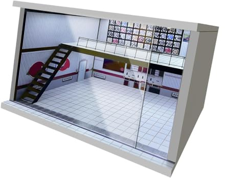 Yunhgft Parkplatz Modellauto Vitrine Garage Ausstellungsvitrine Staubschutz mit LED Beleuchtung aus PVC Acryl für Sammler Schreibtischdeko Geschenke, C