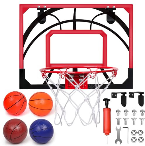 LOYO Mini Basketball Hoop, Bedroom Basketball Hoop with 4 Balls for 3 to 12 Year Old Boys Toys, Indoor Outdoor Garden Games for Kids Birthday Gifts Present