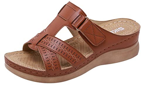 Sandales Et Mules Pour Femme Chaussures Orthopédique Femme Confort Chic Ete Respirantes Tongs Mode Femme Avec Boucle Basket Femme Compensées Bout Ouvert Sandales Avec Talon Plateforme Pantoufles