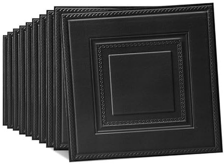 Snewvie Black 30 PCS 3D Wood Wall Panels Peel and Stick Brick Wallpaper Removable Grid Wallpaper 35X35cm 3D Tile Wood Panels Wall Sticker Self-Adhesive Waterproof PE Foam