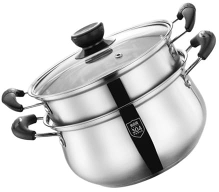 ROMISBABA Ollas de Vapor de Acero Inoxidable Cacerola Doble Tapa para Cocinar al Vapor y Guisar para Cocina Doméstica Inducción