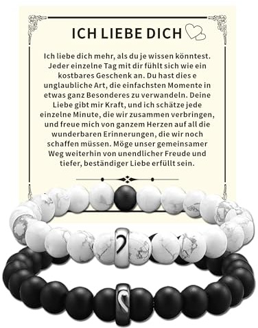 Partner Armbänder für Valentinstagsgeschenk Freund Freundin Pärchen Schmuck | Herz Liebe Charme Natürliche Perle Armband für Männer Frauen, Fernbeziehung Paar Armband, Pärchen Geschenke Schmuck Jahrestag