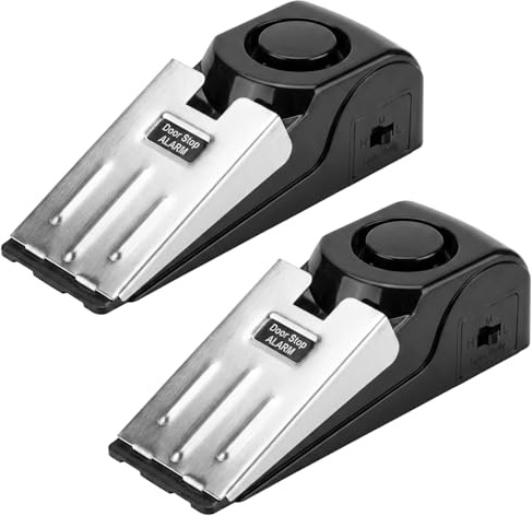 Door Stop Alarm 2 Pack, Portable Security Door Stopper with 125dB Siren | Wedge Alarm with Adjustable Sensitivity for Home, Hotel, Travel Safety, Intruder Alert for Peace of Mind