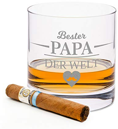 GRAVURZEILE Leonardo Whiskyglas mit Gravur - Bester Papa der Welt - Geschenke für Whiskyliebhaber Vater - Geschenk für Papa zum Vatertag Geburtstag Weihnachten - Geschenke für Männer - Einzelglas
