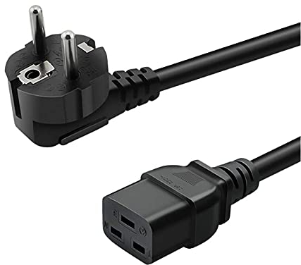 FSKE C19 Cavo Alimentazione 3 Metri, Euro Spina Schuko CEE7/7 a Presa IEC 320 C19, Nero per UPS, armadi rack, centro dati (250V 16A)