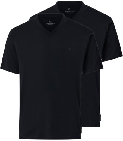 CASAMODA Herren T-Shirt Halbarm Doppelpack 092600 Besonders pflegeleicht S Schwarz - Uni (800)