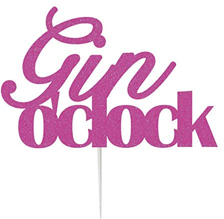 LissieLou Gin O'Clock Cake Topper Cake Topper Glitter Card Hot Pink Made in the UK…