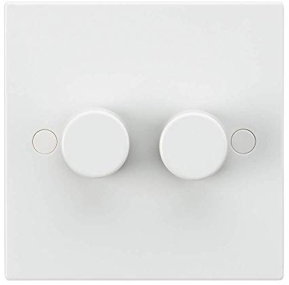 Knightsbridge White Square Edge Plastic 2G 40-400W Dimmer Switch