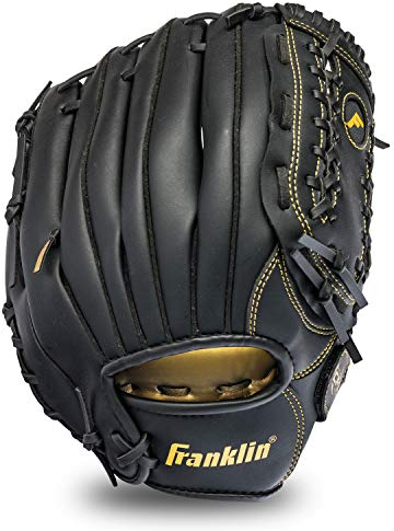 Franklin Sports Baseball and Softball Glove - Field Master - Baseball and Softball Mitt - Adult and Youth Glove - Left Hand Throw - 12 - Black/Gold