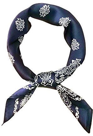 FONYVE Seidenschals für Damen, leicht, modisches Kopftuch, Satin-Haarwickel zum Schlafen, 27,5 × 70,8 cm, 05 Paisley Marineblau, Medium