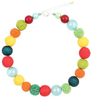 Feliss Handmade: Ketten aus Perlen, Halskette Damen. Statement Kette 45 cm lang in Boho Style. Choker Halsband, aesthetic Necklace Schmuck. Beads Perlenkette für Frauen in bunt mit Glasperlen