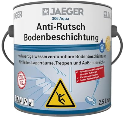 JAEGER Anti-Rutsch Bodenbeschichtung 1K-Beschichtung 2,5 Liter lieferbar in 3 Grautönen (RAL 7032 kieselgrau)