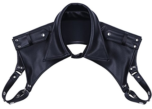 CHICTRY Männer Herren Body Leder Harness Harnis Wetlook Kragen Abnehmbare Top Shirt Brustgeschirr Einstellbar Schwarz A One Size