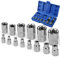 Sukudon Outil pour écrou 14 pièces, 1 outil pour écrou de type E, outil pour douilles, douille en 14 parties （E4-E24） ， Douilles de type E 1/4 1/2 3/8 Outil de douille d'extraction d'écrou