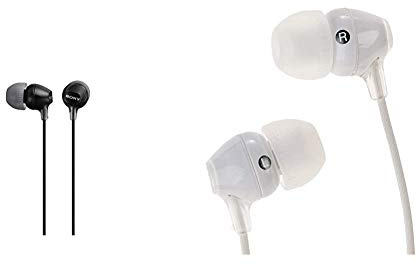 Sony Mdr-Ex15Lp Cuffie In-Ear, Auricolari in Silicone, Nero & Mdr-Ex15Lp Cuffie In-Ear, Auricolari in Silicone, Bianco