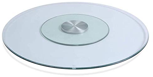 WQSQ 360° Drehbar Servierplatte Rund Tisch Drehteller Gehärtetem Glas Lazy Susan Großer Drehplatte Für Küchen-Esstisch, Transparent Doppelglas Design - ∅60/70/80cm