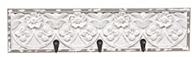 Chic Antique Garderobe Garderobenleiste Haken Garderobenhaken mit Dekor und Haken Shabby Chic Antik weiß L51x12cm