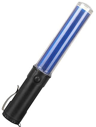 26cm Signal Traffic Zauberstab - LED Taschenlampe | Konzert-Leuchtstoffstab | Warnstock, mit Lichtblitzmodus, Handschlaufe, Seitenhaken, wasserdicht(Blue)
