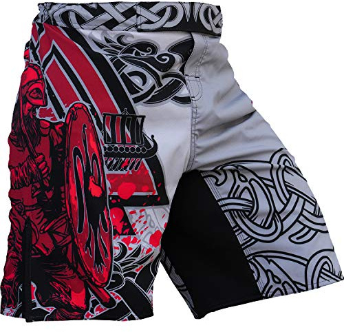 Hardcore Training Short MMA Homme BJJ No Gi Grappling Arts Martiaux Boxe | Short de combat pour jiu jitsu et kickboxing, tissu extensible, fentes latérales et taille ajustable, cordon et autoagrippant