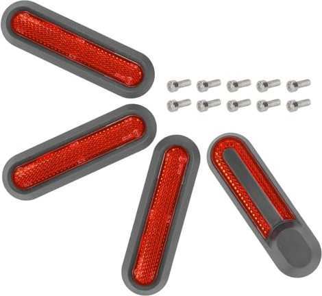 Natcoo Reflektierende Seitliche Abdeckung für Xiaomi M365, Pro, 1S, Pro2, E-Scooter Vorder Hinterrad Schutzabdeckung, Reflektierendes Stück Roller Hinterrad-Abdeckungssatz Zubehör (Schwarz/Rot)