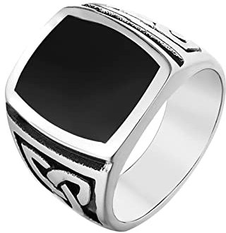 Ayoiow Edelstahl Ringe Mann, Herren Ring Gravur Siegelring mit Keltischem Knoten Ring Größe 70 (22.3)