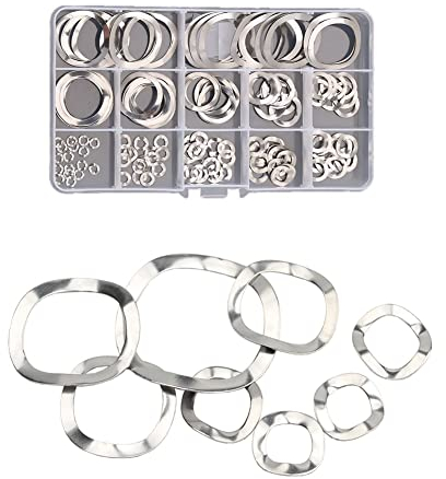 CONPHERON Rondella Ondulata, 145 Pezzi Set di Rondella Elastica a Molla in 304 Acciaio Inox M3, M4, M5, M6, M8, M10, M12, M16, M19, M23, M25, M27