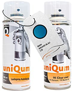 uniQum Spraydose Autolack + Klarlack für BMW MISANO BLAU C1D Autolack Reparatur 2x 400 ml