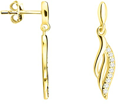 SOFIA MILANI - Damen Ohrringe 925 Silber - vergoldet/golden & mit Zirkonia Steinen - Flügel Ohrhänger - E1681