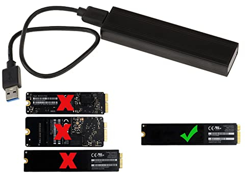 KALEA-INFORMATIQUE Contenitore esterno compatibile per Mac Air 2012 SSD a USB3 (USB 3.0 SUPERSPEED) per SSD Mac a 8+18 pin (A1466 A1465 MD223 MD224 MD231 MD232)
