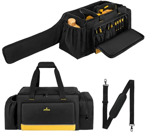Chainsaw Carrying Case, Waterproof Foldable Chainsaw Storage Bag Compatible with Greenworks, Dewalt, EGO Power+ 14''/16''/18'' Chainsaws and Cordless Chainsaw, Black&Yellow
