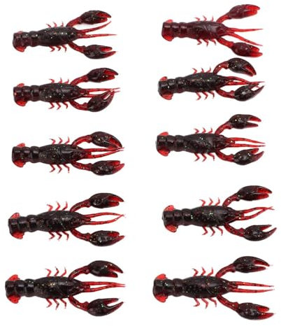 10 Stück Weicher Fischköder, 5,5x1x0,7cm/2,2x0,4x0,3 Zoll 26g/0,9oz PVC Langusten Köder Hummer Klaue Kunstköder Crayfish Angeln Flusskrebs Fischen Köder für Karpfen Bass Frischwasser Salzwasser