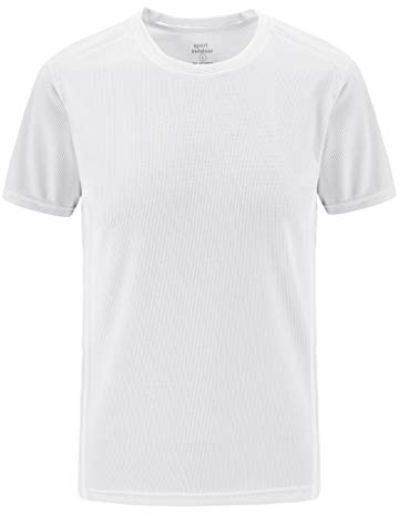 Tee Shirt T-Shirt Imprime d'extérieur décontracté d'été Grande Taille Sport Hauts Respirants à séchage Rapide Homme (4XL,Weiß-1)