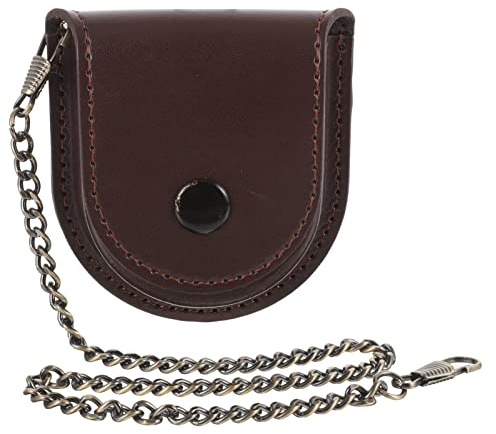 BESPORTBLE Taschenuhr Lederhülle Taschenuhr-Lederetui Pu-Uhrenetui Vintage-Uhren-Taschenhalter Uhren-Reiseetui Mit Kette Tragbarer Uhrenbehälter Für Männer Geschenk Kaffee