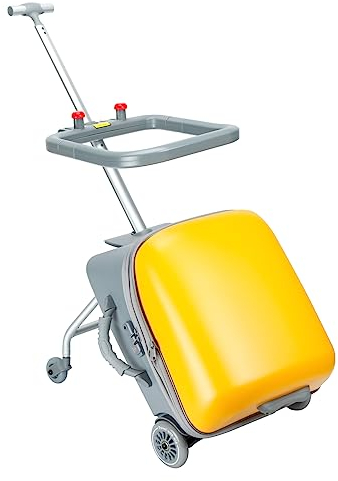 LemoHome Erweiterbares Gepäck mit Drehrädern, große Koffer mit Kindersitz-Design, hartes Gepäck für Damen und Herren, 50,8 cm Hartschalen-Handgepäck für Reisen, gelb, Big, Erweiterbarer, Leichter
