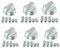 6x Oven Cooker Hob Control Silver Knob Switch + 5 Adaptor Kit For NEFF (Pack Of 6)