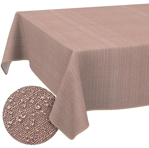 ANRO Tischdecke abwaschbar Damast Braun mit Saum 160x100 cm Tischwäsche | mit Saum eingefasst – schmutz- & wasserabweisend, pflegeleicht – waschbar bei 30 °C – ideal für Garten, Terrasse & Esszimmer
