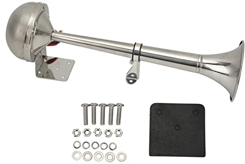 lyrlody Luftfanfare, Einzelner 328DB 12V 30W VXH1112MAR-C Edelstahl Universal Air Horn für Boote, Wohnmobile, Yachten