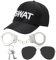 3-teiliges Swat-Kostüm-Zubehör – Swat-Kostüm für Erwachsene, einschließlich Polizeihut, Metall-Handschellen, Flieger-Sonnenbrille, Verkleidung für Erwachsene, Männer und Frauen, Polizisten und Räuber