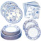 180PCS Blue White Floral Party Supplies Serve 60, Blue Flower Party Paper Plates and Napkins Kit for Bridal Baby Shower Wedding Tea Party Decorations, Includes Dinner Plates, Dessert Plates, Napkins