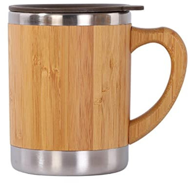 Stainless Steel Bamboo Travel Mug for W/Handle Splash Proof Lid Durable Camping Coffee Mug Eco-Friendly for Men Women 1 Bamboo Thermo Water Bottle Coffee Tea Cup Insulated Portable for Office Keeps/47