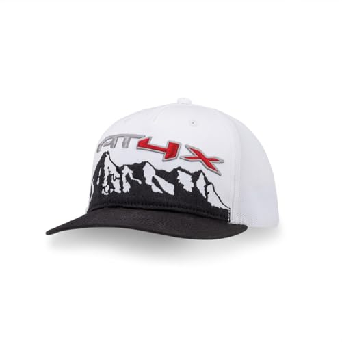 GMC AT4X Mountain Graphic Hat – Sierra AT4 Split Front Cap – Offizielles Lizenzprodukt von GM White, Weiss/opulenter Garten, Einheitsgr��e