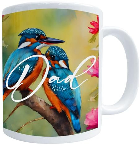 Personalised Kingfisher Mug, 11 Oz | Bird Art Custom Gift, Ceramic Coffee Cup