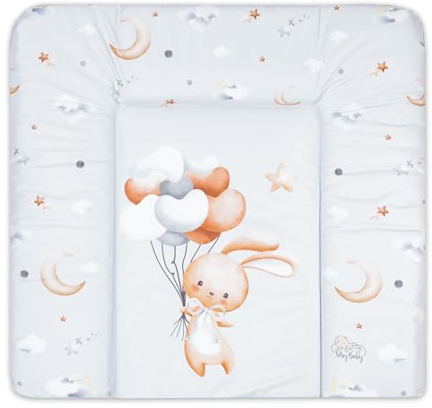 Wickelauflage Wickelunterlage abwaschbar und wasserdicht 85x72 cm - Wickelmatte zum Auflegen auf Wickeltisch Wickelaufsatz Wickelkommode oder Waschmaschine changing mat 85 x 72 Kaninchen