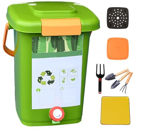 avec Robinet pour Collecter Le Liquide De Compost Poubelle Compost 8L/10L/15L/20L économisez De l'espace Et Facile à Transporter Poubelles à Compost,Style2(10L)-1Set
