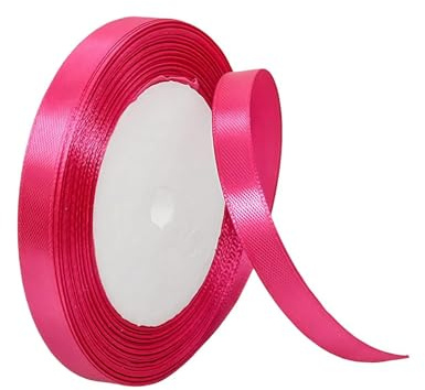 Hot Pink Ribbon 10mm for Gift Wrapping 22M,Hot Pink Satin Ribbon 10mm Thick for Crafting Cake,Hair Bow,Polyester Ribbon Christmas Decoration,Wedding Car Decor